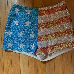 Wildfox Sequin American Flag shorts